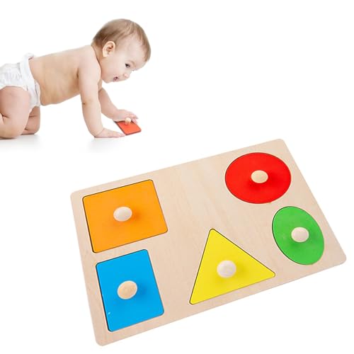 Geometrisches Puzzle, Baby Puzzle Montessori Puzzle, HolzPuzzle, Mehrere Form Holz Puzzle Steckpuzzle, Für Baby Kleinkinder Kinder Lernspielzeug von RNXSIB