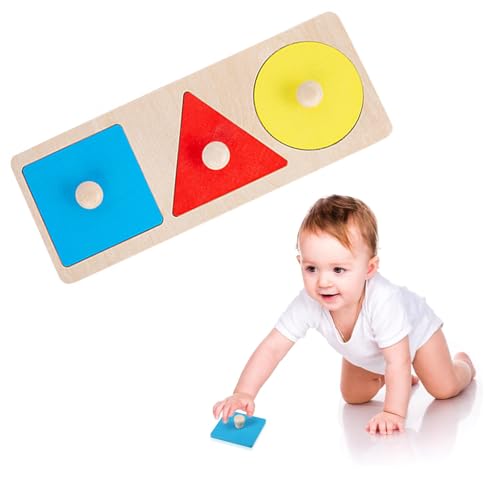 Geometrisches Puzzle, HolzPuzzle Baby Puzzle Montessori Puzzle, Mehrere Form Holz Puzzle Steckpuzzle, Puzzlespiel Für Baby Kleinkinder Kinder Lernspielzeug von RNXSIB