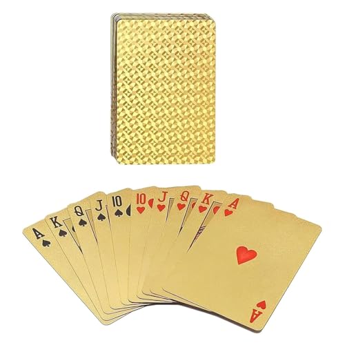 RNXSIB Goldfolie Gold Karierte Spielkarten, wasserdichte Spielkarten, Spielkarten, Kartenspiele, Zauberkarten, geeignet für Familienspiele, Partyspiele von RNXSIB