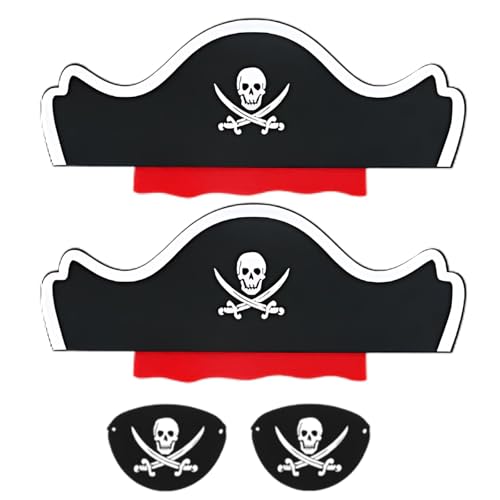 RNXSIB 2er Set Piratenhut Mit Augenklappe Pirat - Original Piraten Zubehör Für Kinder - Filz Piratenhut Kapitän Hut Mit Elastischem Band Für Karneval, Halloween & Kindergeburtstag RNXSIB 2er Set Piratenhut Mit Augenklappe Pirat - Original Piraten Zubehör Für Kinder - Filz Piratenhut Kapitän Hut Mit Elastischem Band Für Karneval, Halloween & Kindergeburtstag von RNXSIB