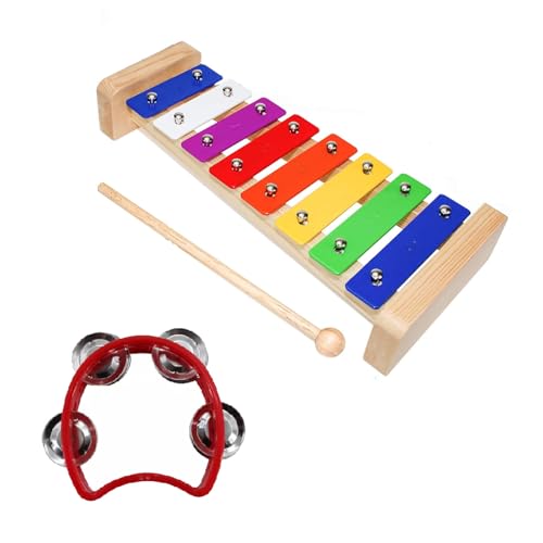 Xylophon, Glockenspiel, Xylophon Kinder, Kinder Xylophon, Musikinstrument Für Kinder Mädchen Jungen Mit Schlägel,4 Ring Zittert,(8-Keys) von RNXSIB