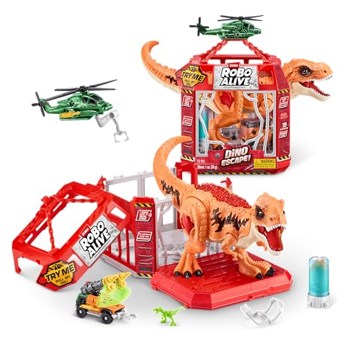 ROBO ALIVE Dino Escape Serie 1 von ZURU, batteriebetriebenes Roboterspielzeug mit Leuchteffekt, T-rex von ROBO ALIVE