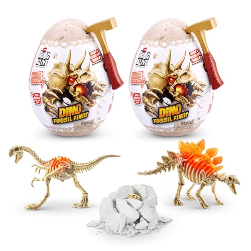 ROBO ALIVE Mini Dino Fossil Find (2er-Pack, Gigantoraptor & Stegosaurus) von ROBO ALIVE