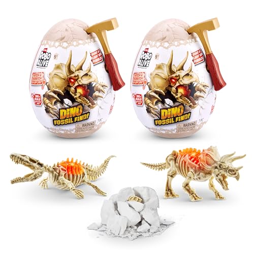 ROBO ALIVE Mini Dino Fossil Find (2er-Pack, Mosasaur & Triceratops) von ROBO ALIVE