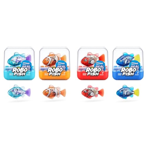 ROBO ALIVE Robo Fish Serie 3 Roboter-Fisch, 2er-Pack & Robo Fish Series 3 Roboter-Fisch, 2er Pack, Blau und Rot, schwimmt in mehrere Richtungen, batteriebetrieben, Spielzeugfisch, Poolspielzeug von ROBO ALIVE