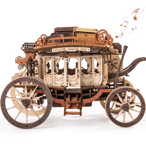 ROBOTIME 3D Holzpuzzle Spieldose, Holz Puzzle Modellbausatz Erwachsene, Modellbau Dekor, Geschenke für Teenager, Lasergeschnittene Stichsäge, Mechanisch - Postkutsche ROBOTIME 3D Holzpuzzle Spieldose, Holz Puzzle Modellbausatz Erwachsene, Modellbau Dekor, Geschenke für Teenager, Lasergeschnittene Stichsäge, Mechanisch - Postkutsche von ROBOTIME