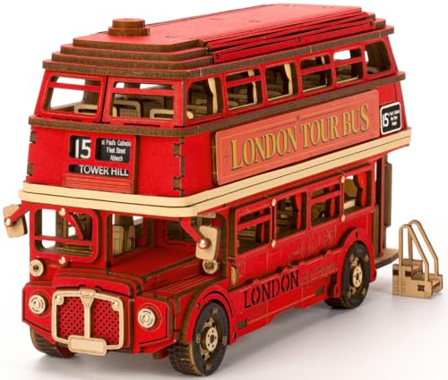 ROBOTIME 3D Puzzle Londoner Doppeldeckerbus Modellbau aus Holz, DIY Holzpuzzle Modellbausatz Bastelsets Geschenk für Erwachsene und Kinder ROBOTIME 3D Puzzle Londoner Doppeldeckerbus Modellbau aus Holz, DIY Holzpuzzle Modellbausatz Bastelsets Geschenk für Erwachsene und Kinder von ROBOTIME