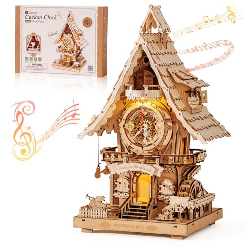 ROBOTIME LC901 3D-Puzzle-Kuckucksuhr für Erwachsene, Holzpuzzle-Modellbausätze zum Bauen, Arbeitsuhr mit Kuckuck-Sound, Heimdekoration, Handwerk, Geschenk für Jugendliche und Erwachsene, Holzfarbe ROBOTIME LC901 3D-Puzzle-Kuckucksuhr für Erwachsene, Holzpuzzle-Modellbausätze zum Bauen, Arbeitsuhr mit Kuckuck-Sound, Heimdekoration, Handwerk, Geschenk für Jugendliche und Erwachsene, Holzfarbe von ROBOTIME
