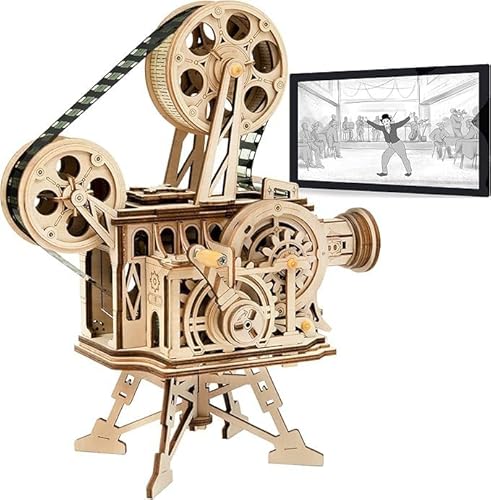 Robotime 3D Holz Puzzle Mechanisch Vitascope fur Erwachsene - Filmprojektor Modellbau Bausatz knobelspiele Denkspiele Spielzeug Geschenk Teenager ab 14 Jahren von Robotime