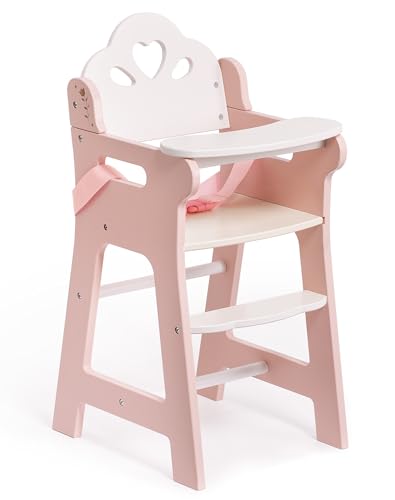 ROBUD Baby Puppe Hochstuhl, Möbel für Kleinkinder zum Rollenspiel mit verstellbarem Sicherheitsgurt, Tischplatte & Fußstütze, geeignet für Puppen bis zu 18'', Rollenspielzeug für Kinder ab 3+ (Rosa) ROBUD Baby Puppe Hochstuhl, Möbel für Kleinkinder zum Rollenspiel mit verstellbarem Sicherheitsgurt, Tischplatte & Fußstütze, geeignet für Puppen bis zu 18'', Rollenspielzeug für Kinder ab 3+ (Rosa) von ROBUD