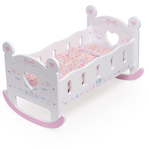 ROBUD Holz Baby Puppe Krippe Baby Puppe Bett Spielzeug für Puppen bis 18 Zoll Puppen Zubehör - mit Pad von ROBUD