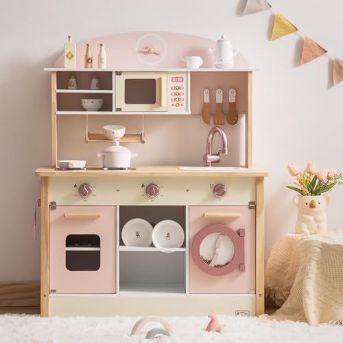 ROBUD Holz Kinderküche für Jungen und Mädchen ab 3 Jahren | Rollenspiel | Küchenzubehör-Set | in Rosa | groß ROBUD Holz Kinderküche für Jungen und Mädchen ab 3 Jahren | Rollenspiel | Küchenzubehör-Set | in Rosa | groß von ROBUD