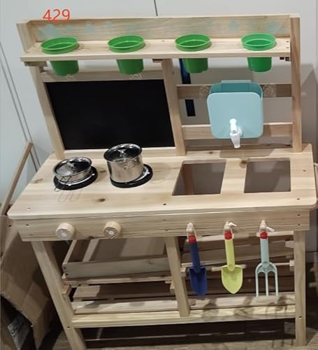 ROBUD Holz-Matschküche für Kleinkinder, Spielküche für draußen mit Spüle, Herd, Pflanztöpfen, Tafel, Ablagefach und Küchenzubehör, Rollenspielzeug für Jungen und Mädchen ab 3 Jahren ROBUD Holz-Matschküche für Kleinkinder, Spielküche für draußen mit Spüle, Herd, Pflanztöpfen, Tafel, Ablagefach und Küchenzubehör, Rollenspielzeug für Jungen und Mädchen ab 3 Jahren von ROBUD