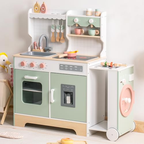 ROBUD Kinderküche aus Holz mit Kaffeemaschine, Eiswürfelmaschine, Grill, Geschirr und Spielzeugessen - Geeignet für Kinder ab 3 Jahren ROBUD Kinderküche aus Holz mit Kaffeemaschine, Eiswürfelmaschine, Grill, Geschirr und Spielzeugessen - Geeignet für Kinder ab 3 Jahren von ROBUD