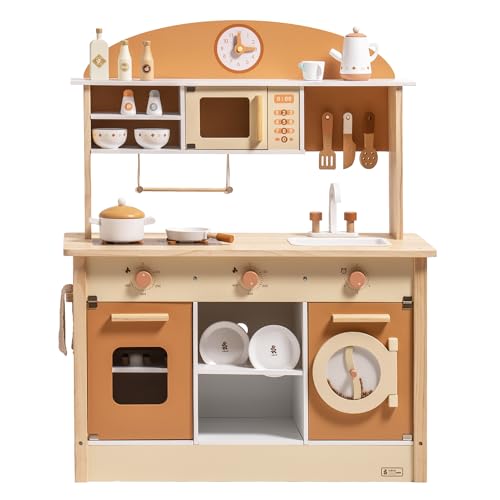 ROBUD Puppenküche aus Holz,Küche Spielset, Kleinkind Küche Set für Alter 3+ von ROBUD