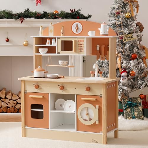 ROBUD Puppenküche aus Holz,Küche Spielset, Kleinkind Küche Set für Alter 3+ von ROBUD