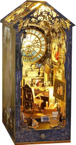 ROCOXIA DIY Book Nook Kit, Booknook Shelf Insert Book Nook DIY Miniatures Kit Light Up Bookends Book Nooks DIY Dollhouse Bookshelf Insert Kit for Adults (Detective Agency with Music Box) von ROCOXIA