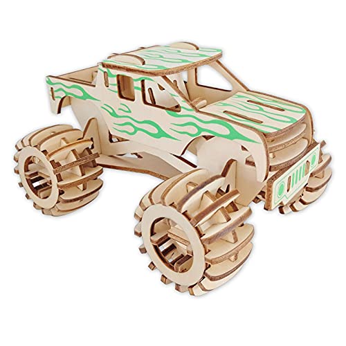 3D Puzzle Hot Rod Holz Modellauto Bausatz - Detailliert & Stabil - Mechanisch von ROEOLNIL