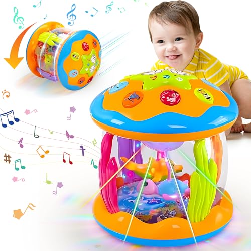 Baby Girl Baby Toys 6 bis 12 Monate – Musical Rotating Light Up Kleinkind Spielzeug, Early Learning Toys Baby Crawling Drum Toy, Tummy Time Educational Sensory Baby Boy Girl Gifts for Toddler 1 2 3 von ROHSCE