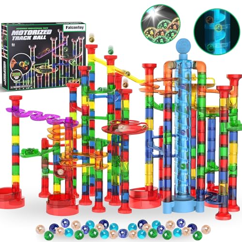 Glühende Kugelbahn, 325-teiliges Set mit motorisiertem Aufzug, Marmor-Labyrinth-Spielzeug mit im Dunkeln leuchtenden Murmeln, Bausteine für Kinder ab 3 Jahren, beste Weihnachts- und von ROHSCE