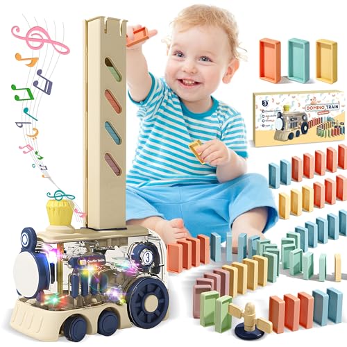 ROHSCE 80 Stück Automatic Dominoes Building Set Domino Train Toy Kids Games STEM Montessori Stacking Toys for 4+ Year Old Boys Girls Autistic, Toy Gifts for Birthday von ROHSCE