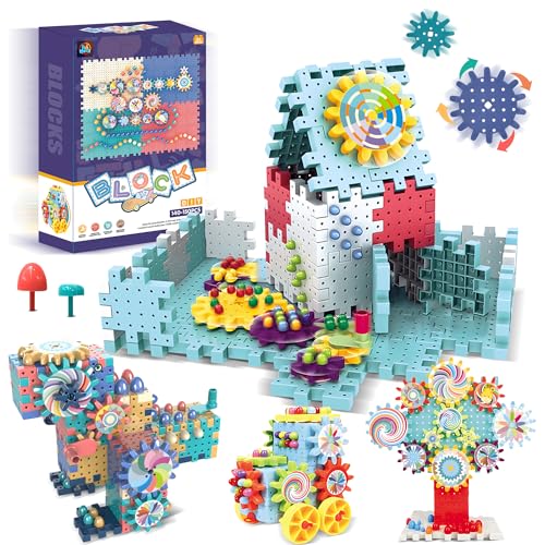 ROHSCE Gear Toys Interlocking Building Blocks, 150 Piece Educational Engineering Building Toys Set, Creative Construction STEM Kits for Boys Girls, Waffle Blocks for Toddlers Ages 3+ von ROHSCE