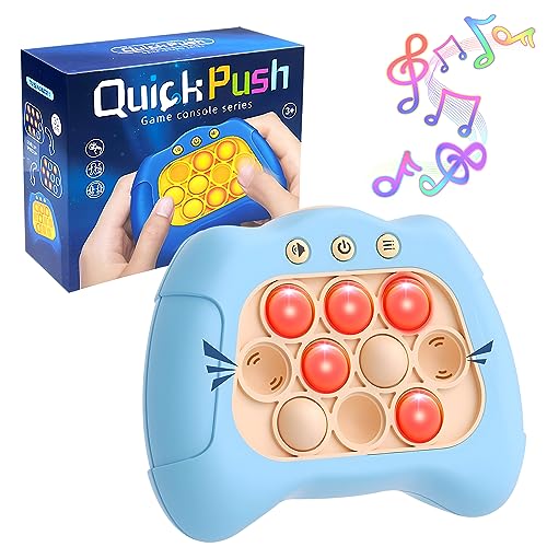 ROHSCE Quick Push Bubble Game – Leuchtendes Bubble Pop Fidget Toy, elektronisches Sensorspiel, sensorische Handheld-Spiele, Geburtstagsgeschenke für Kinder, Teenager Fidget Game (Hellblau) von ROHSCE