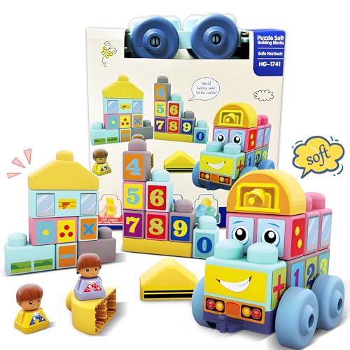 ROHSCE STEM Soft Blocks for Baby Gifts 34 PCS,Baby Blocks 6 to 12 Months Kids Building Blocks Colorful Soft Blocks for Toddlers, Large Creative Stacking Blocks, Toddler Stacking Toy von ROHSCE