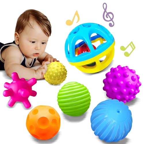 ROHSCE Sensorkugeln für Babys - Montessori-Spielzeug, Bunte Sensorikbälle mit verschiedenen Texturen für Kinder von 1-3 Jahren, Greifbälle für Babys, Blaue Babyrassel für 3-6 Monate ROHSCE Sensorkugeln für Babys - Montessori-Spielzeug, Bunte Sensorikbälle mit verschiedenen Texturen für Kinder von 1-3 Jahren, Greifbälle für Babys, Blaue Babyrassel für 3-6 Monate von ROHSCE