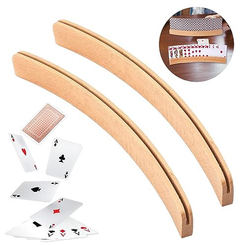 Spielkartenhalter 2 Stück, Kartenhalter Kinder, Holz Karten Halter, Stehender Pokerhalter, Freisprech Kartenhalter Clip, Holz Spielkarten Halter Spielkartenständer für Kinder Erwachsene Senioren von ROIPUS