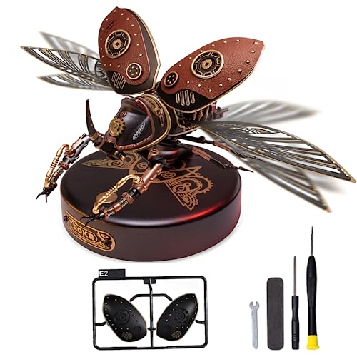 ROKR 3D Metall ABS Puzzle Käfer Beetle Modellbausatz Erwachsen Cyberpunk Insekt Figur Sammelbares Spielzeug Deko Geschenk Für Ihn Mann Papa（MI01 von ROKR