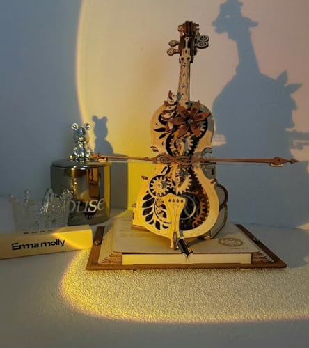 ROKR Magic Cello Mechanische Spieluhr,3D Holzpuzzle Erwachsene,Schreibtischdekoration Geschenk für Männer Frauen von ROKR