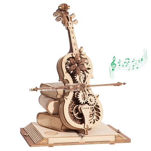 ROKR Magic Cello Mechanische Spieluhr,3D Holzpuzzle Erwachsene,Schreibtischdekoration Geschenk für Männer Frauen von ROKR