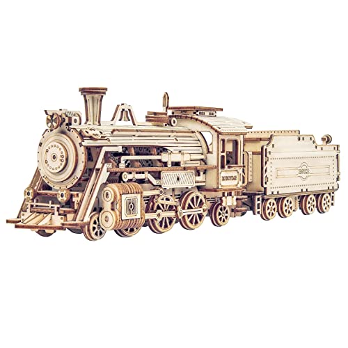 ROKR Retro Dampflokomotive Modellfahrzeug Zug 3D Holzpuzzles für Erwachsene Teenager Kinder Geschenk Heimdekoration von ROKR