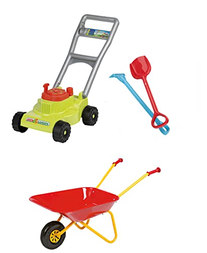 Rolly Toys Kinder Gartenwerkzeug Set: Schubkarre, Rasenmäher, Schaufel, Rechen - Gartenspielzeug für Kinder ab 12 Monaten - Made in EU von ROLLY TOYS