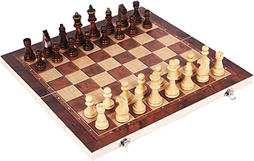 3 in 1 Schachspiel Schachspiel Dame Indoor Schach Holzklappschachbrett Schach Schachfigur Internationales Schach von ROLTIN