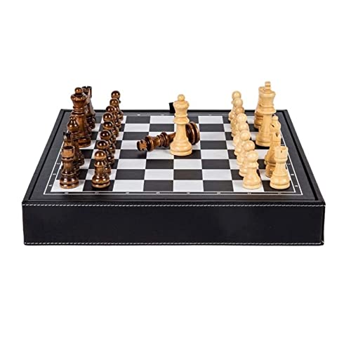 ROLTIN Schachspiel Internationales Schachspiel, klassisches Schachbrettspiel für die Familie 12,5-Zoll-Cortex-Schach- und Dame-Set Schachbrett-Sets von ROLTIN