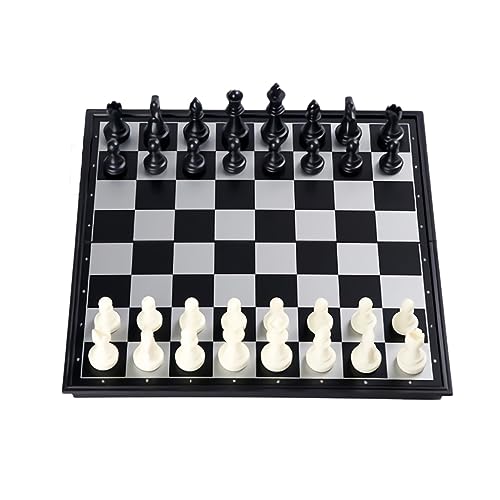 Schach, leicht zusammenklappbare Schachspiel-Sets, praktisch mit zusammenklappbarem Brett, leicht zu tragendes Schach, intelligente Aufklärung für Kinder und Erwachsene/25 x 25 cm von ROLTIN