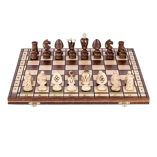 Schach-Klappschachspiel-Sets mit personalisierter Aufbewahrung für Schachfiguren, leicht zu transportierendes tragbares Schachspiel für Kinder, Anfänger und Erwachsene/48 x 48 x 2,5 cm von ROLTIN