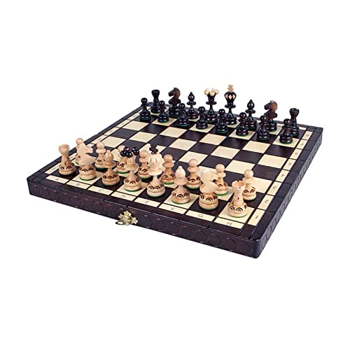 Schachspiel International 14,1 Zoll Holzschachbrett mit Figuren, faltbares Reiseschachspielset für Anfänger, tragbares Schach von ROLTIN