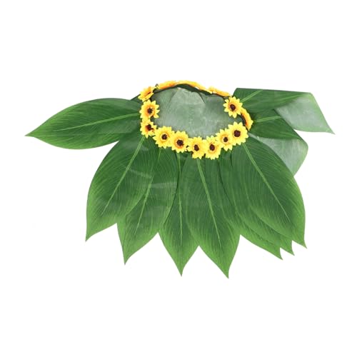 ROMANSENTIAL 1 Satz Hawaiian Ische Kleidung Dekoration Blattkleid Tulpenhäkelnadel Strudel Hula-tänzerin Kostüm Ballongirlande Künstliche Rankengirlande Luau-rock Grüner Hula-rock Girlanden von ROMANSENTIAL