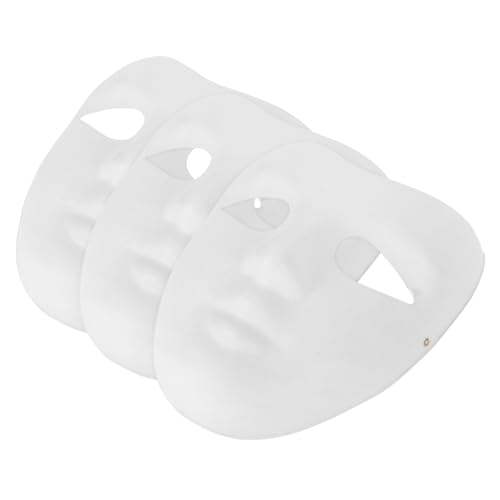 ROMANSENTIAL 3 Stück Maskenpapier Vollgesichtsmaske Mit Elastischem Band Maske Zum Basteln Diy-projekte Maske Weiße Papierzellstoffmaske Für Diy-projekte Blanko Bemalbare Maske von ROMANSENTIAL