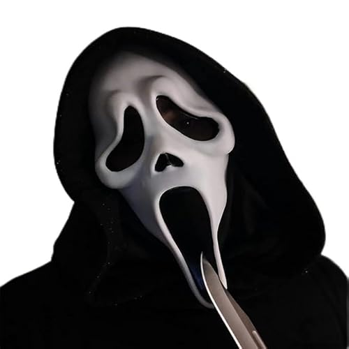 ROMANVIC Halloween Scream Maske,Ghostface Kostüm,Gruselige Die Kreischende,Ghost Face Clownmaske Terror Skull Party Schädeldecke Geist Horror Masken Scary Killer von ROMANVIC