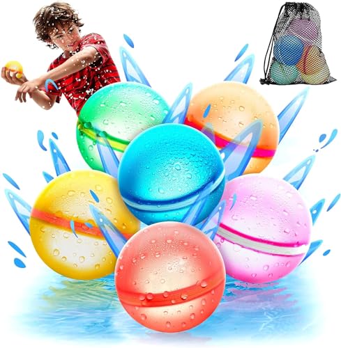 ROMANVIC Wasserbomben Wiederverwendbar,16PCS Wasserballons Magnetisch Selbstschließend Eine Sekunde Schnellfüller Wasserbomben Set, Wasserspielzeug Pool Spielzeug Strandspielzeug für Sommer von ROMANVIC