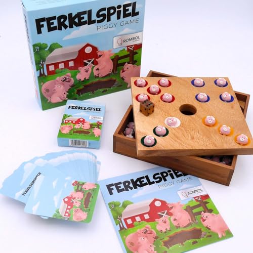 ROMBOL Ferkelspiel Premium - lustiges Würfelspiel für die ganze Familie inkl. Erweiterung für noch mehr Spielspaß von ROMBOL