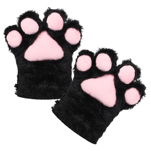 ROMISBABA 1 Paar Bärenklauenhandschuhe Pflegeprodukte Für Katzen Flauschige Katzenpfotenhandschuhe Haustier Handschuhe Für Cosplay Pelzhandschuhe Nagelknipser Für Katzen Bausatz Plüsch Black von ROMISBABA