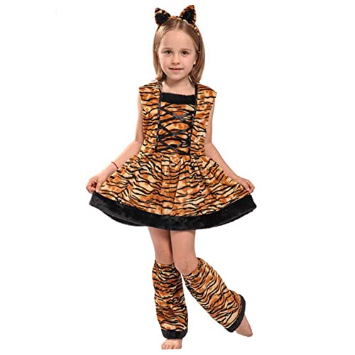 ROMISBABA 1 Satz Cosplay-Zubehör Mädchen verkleiden sich Kinderkostüm Mädchenkostüm Tierkostüm für Kinder Mädchen Nachtwäsche Tiger-Cosplay-Kostüm Performance-Kleidung Brown von ROMISBABA