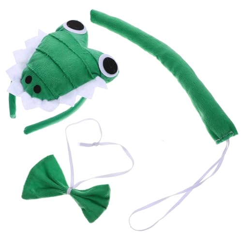 ROMISBABA 1 Satz Krokodil-anziehset Alligator-kostüm Kostüme Kostüm Froschstirnband Und Sonnenbrille Tier-stirnband Stirnbänder Für Die Hautpflege Fursuit Froschkostüm Plüsch Green von ROMISBABA