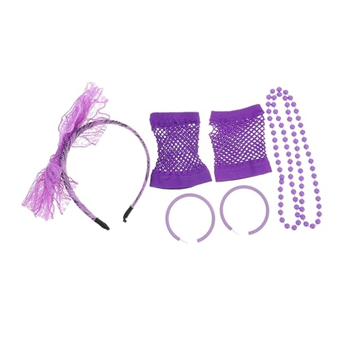 ROMISBABA 1 Satz Schleife Stirnband Armbänder Damenteile Rave-Brille neon-tutu Bogen faschingskostüme karnevalskostüme Partyhüte Cosplay- für Frauen Neon-Party-Ohrringe Satin Violett von ROMISBABA