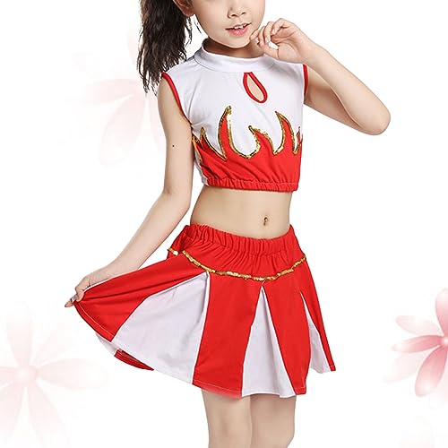 ROMISBABA 1 Satz Tanzende Kleidung Cheerleader-uniform Der High School Rock Cheerleader-outfit Für Cheerleader-uniformen Für Mädchen Cheerleader-cosplay-uniform Outfit Für Mädchen Rot von ROMISBABA